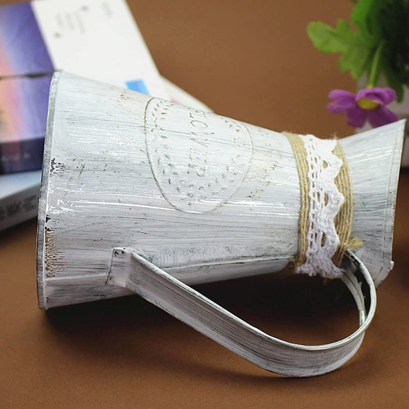 Style Iron Sheet Garden Home Embossed Wrought Watering Can Vases Flower Bucket