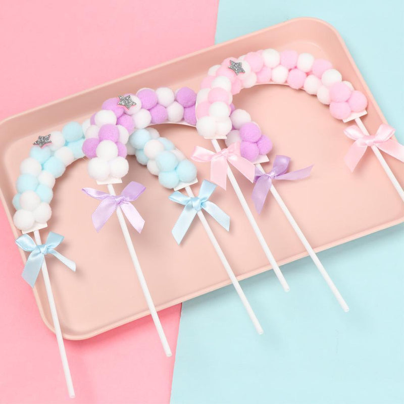 Decoration Soft Baby Shower Pompom Cloud Cake Flags Cloud Balloon Cake Topper