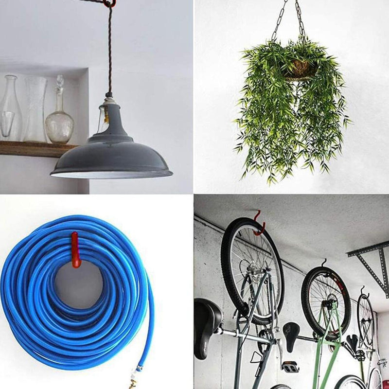 2PCS Garage Storage Hooks Bike Tool Storage Hook Set Screw In Hooks Red.