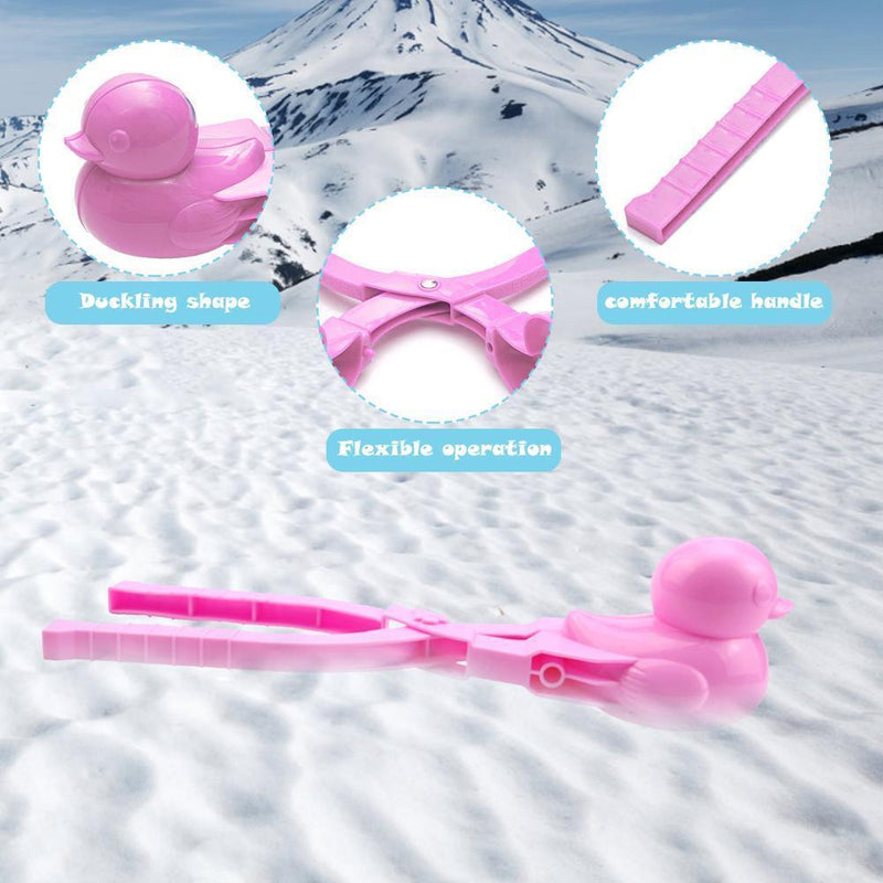 Snowball Maker Tool Duck Shape Snow Ball Tongs Clip with Handle (Pink)