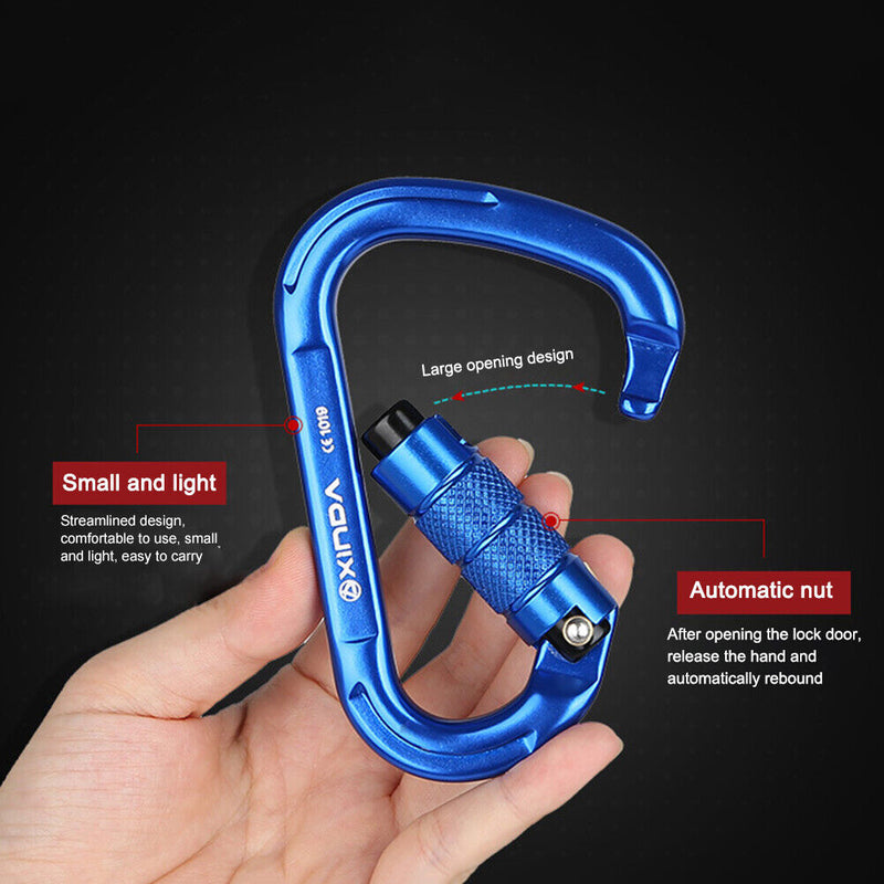 25KN Safety Auto Master Lock Carabiner Outdoor Rock Climbing Buckle (Blue)