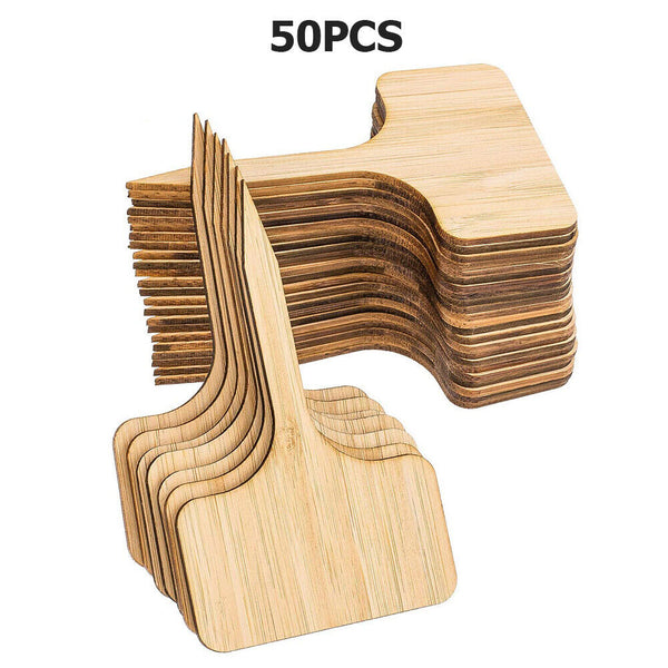 50pcs Wooden T-Shape Plant Labels Seed  Potted Flowers Marker Sign Tags Stick UK