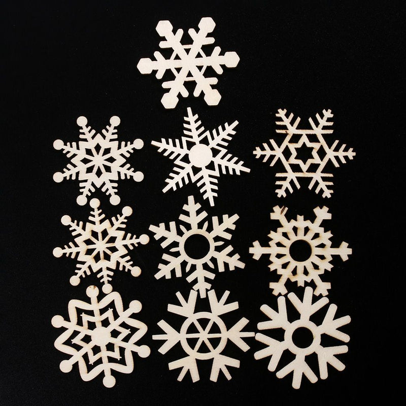 Wooden Pendants Christmas Snowflake Hanging Ornaments Wood Chip Xmas Decoration