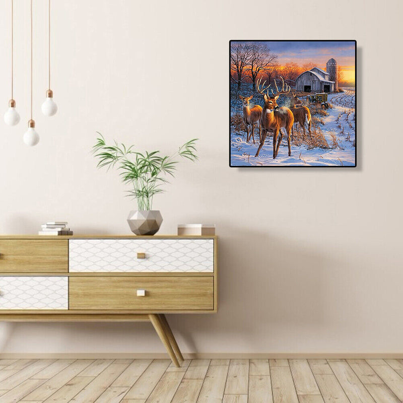Oil Paint By Numbers Picture DIY Drawing Farmhouse Deer Acrylic Paint Decor Art