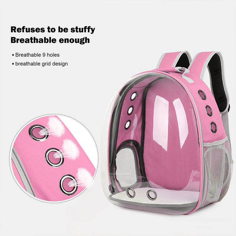 Pet Travel Carrier Transparent Space Capsule Cat Bubble Backpack (Pink)