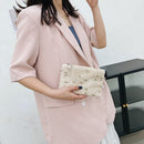 Fashion Women Woven Lace Flower Small Wallet Purse Casual Clutches (White)