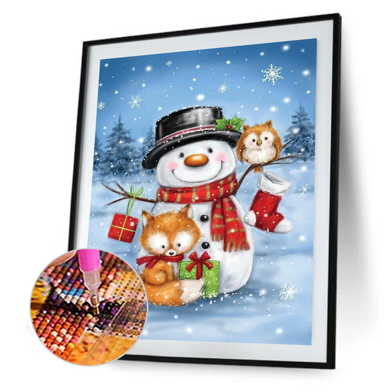 5D Rhinestone Pictures DIY Winter Snowman Full Round Drill Diamond Painting Kit