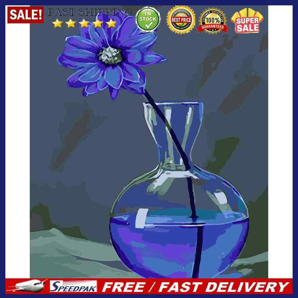Blue Chrysanthemum Oil Paint By Numbers Kit DIY Acrylic Painting on Canvas Arts