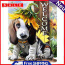 5D DIY Diamond Painting Full Round Drill Welcome Dog Wall Decor Rhinestone Art