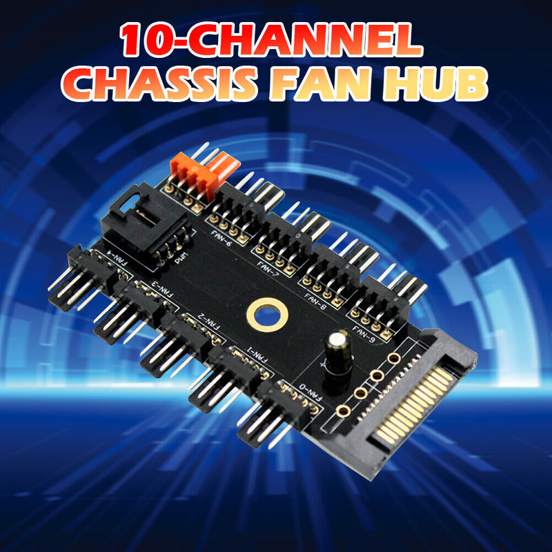 10 Ports Cooling Fan HUB SATA Power Cooler Splitter Extension Adapter