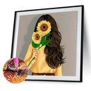 5D Diamond Painting Kit Sunflower Girl Full Round Drill DIY Mosaic Wall Pictures