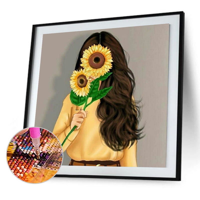 5D Diamond Painting Kit Sunflower Girl Full Round Drill DIY Mosaic Wall Pictures
