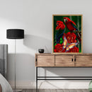 5D Full Round Drill Drawing Picture Parrot Rose Diamond Painting Room Decoration