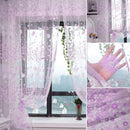 Floral Printed Tulle Voile Window Curtain Sheer Drape 200x100CM Purple