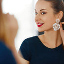 Casual Simple Drop Earrings Women Hollowed Leaf Dangle Ear Stud Alloy Jewelry
