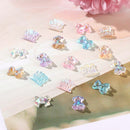 Bear Shape Nail Art Rhinestones Kit White Flower Nail Art Charms Multi Shaped