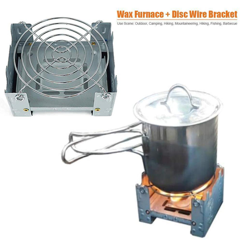 Foldable Outdoor Camping Picnic Tackles Wax Stove+Stainless Steel Disc Wire R
