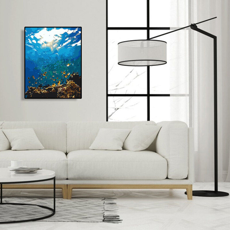 DIY Digital Canvas Underwater World Handpainted Drawing By Number Kits Art Craft