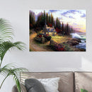 50x40cm Beach House Painting By Numbers DIY Canvas Hand Painted Picture Kit