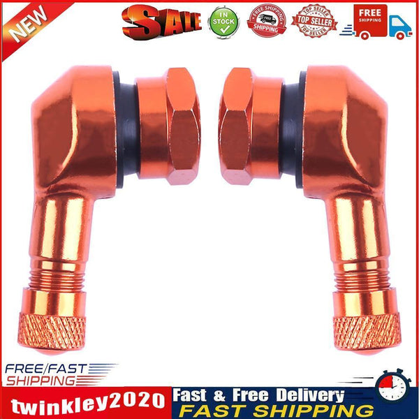 2pcs 90° CNC Aluminum Motorcycle 11.3mm Rim Tire Tyre Valve Stems(Orange) Newly