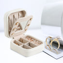 Travel Jewelry Case Waterproof PU Leather Double Layer Organizer (White)