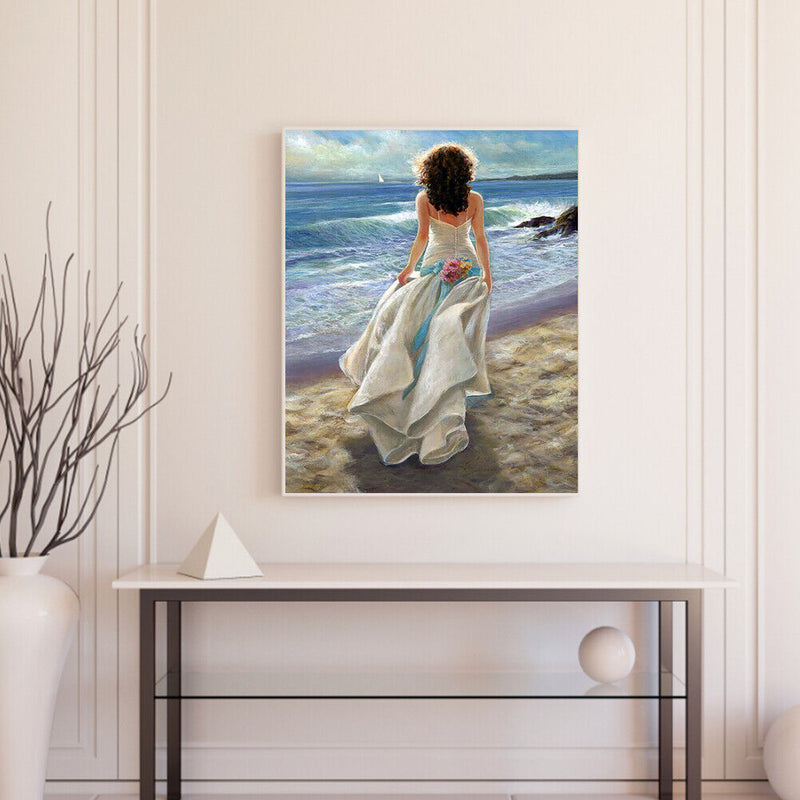 Girl Oil Paint By Numbers Kit DIY Acrylic Drawing Picture for Adults Home Decor