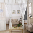 Leaf Print Tulle Voile Curtains Window Door Curtain for Living Room (White)