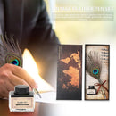 Retro Peafowl Feather Dip Pen Writing Ink Set Fountain Pens Stationery Gift