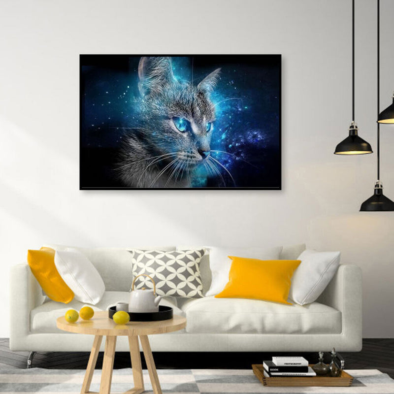 11CT Full Cross Stitch Blue-eye Cat DIY Printed Wall Art Crafts Home Decorations