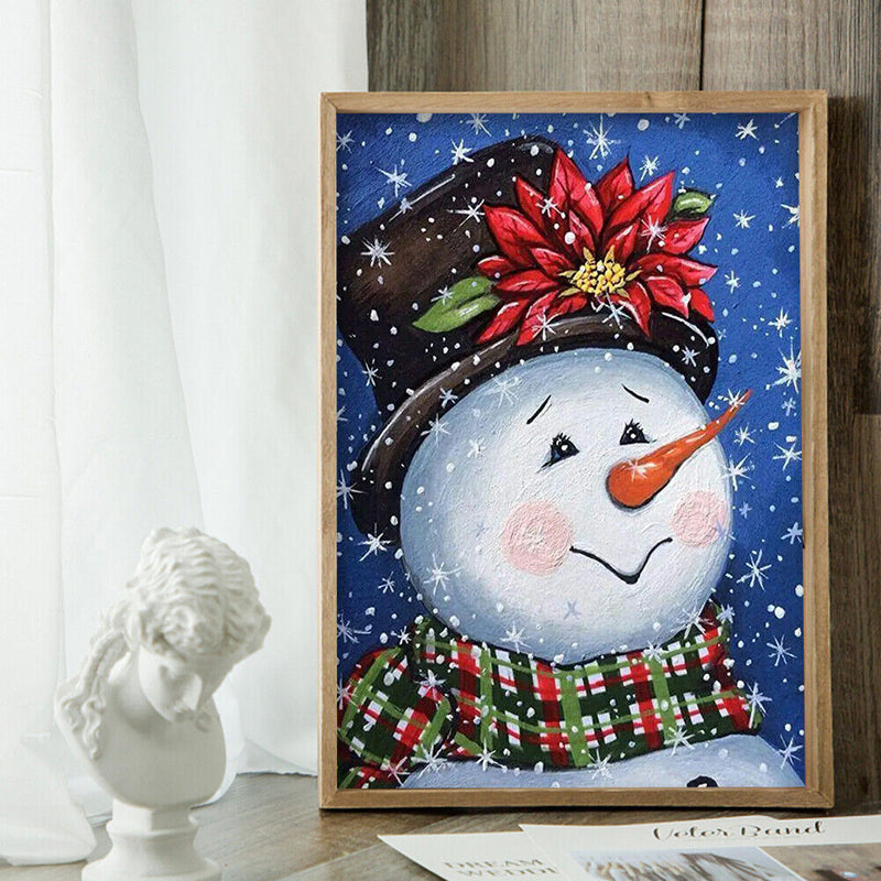 5D Rhinestone Pictures DIY Shy Snowman Full Round Drill Art Diamond Painting Kit