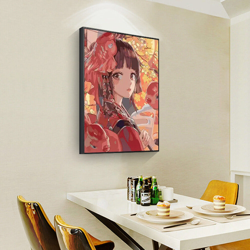 Hand Painted Oil Anime Girl Drawing DIY Canvas Paint By Numbers Wall Decor Kit