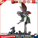 Metal Painted Flower Fairy Statue Outdoor Landscaping Angel Girl Sculpture Newly