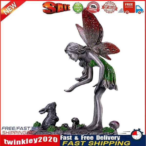 Metal Painted Flower Fairy Statue Outdoor Landscaping Angel Girl Sculpture Newly