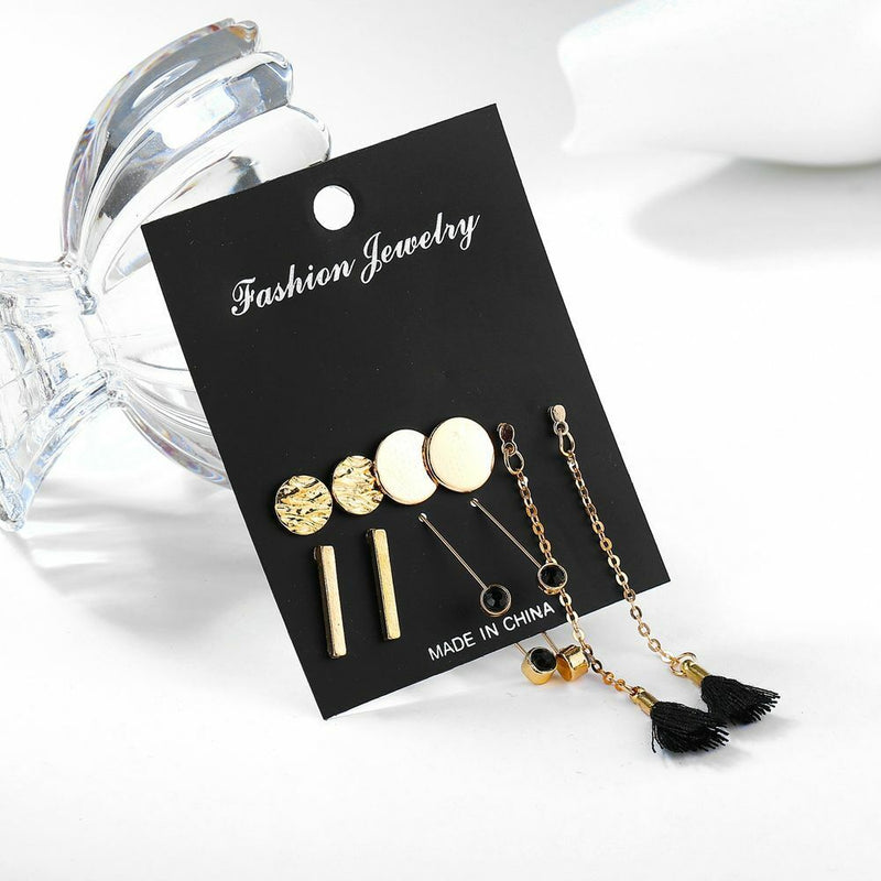 Women Acrylic Statement Long Dangle Drop Tassel Ear stud Earring Sets Alloy