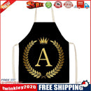 Letter A Printed Linen Apron Kitchen Waterproof Home Cooking Bibs (82x68cm)