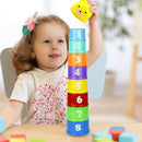 9pcs Stacking Cups Children Early Education Learning Toys Folding Tower Batteries