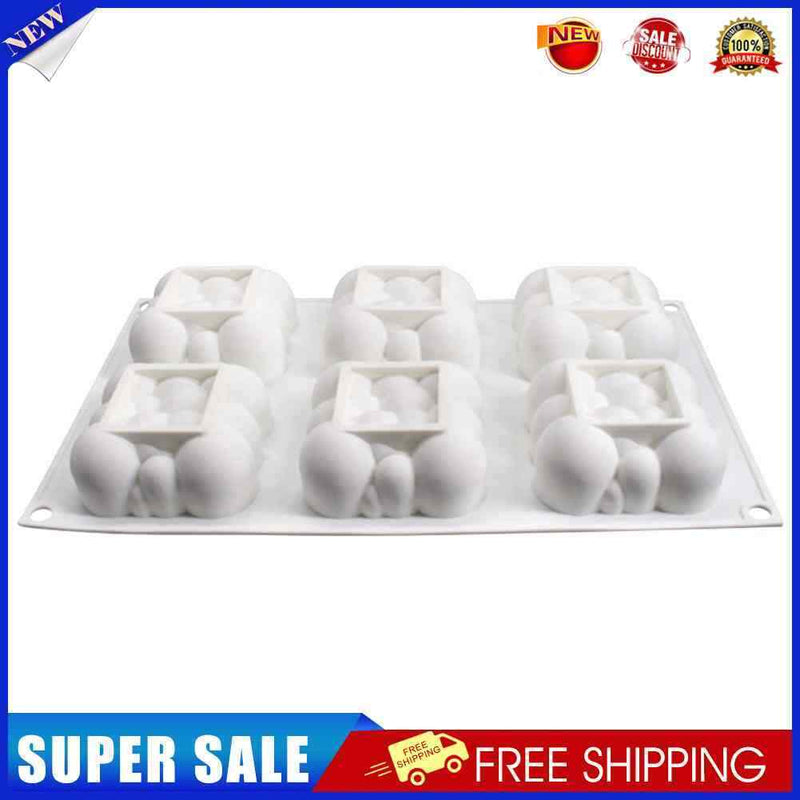 6 Cavity Square Cloud Shaped Silicone Bakeware Mold DIY Mousse Jelly Moulds