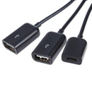 2 x USB-A/F + Micro USB Female to Micro USB Male Extender Cable OTG Hub