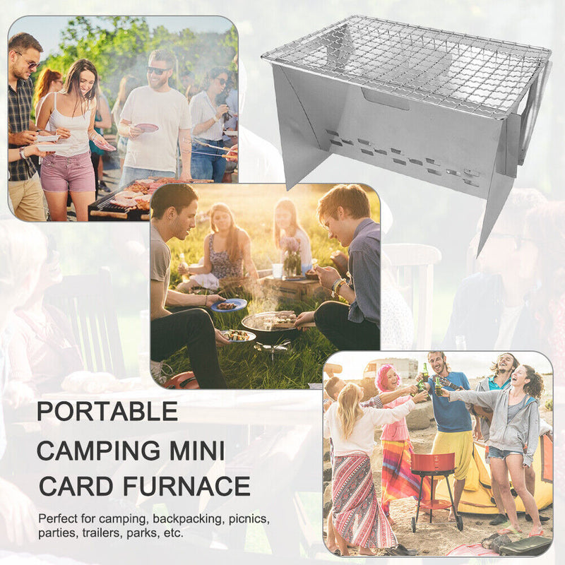 Outdoor Portable BBQ Grills Stainless Steel Small Charcoal Barbecue Wood Stove
