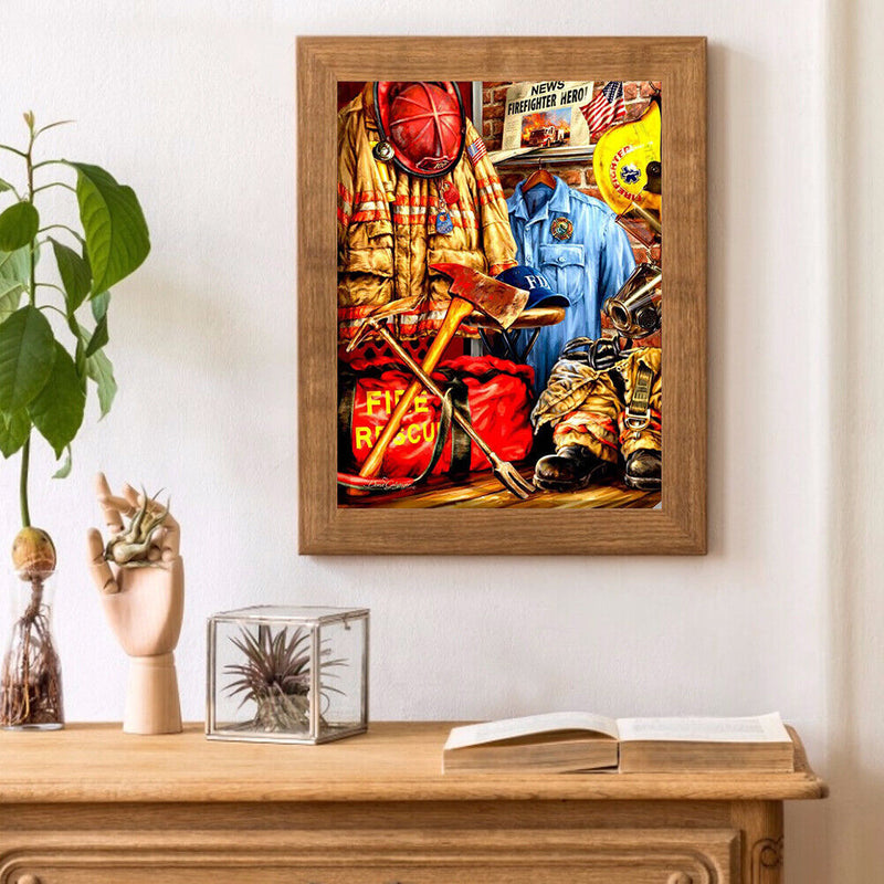 Round Drill Diamond Painting Fireman Uniform Diamond Embroidery Rhinestone Craft