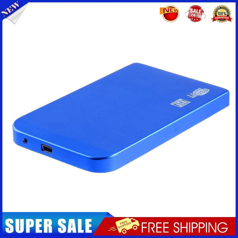 Ultra Thin 2.5in USB3.0 SATA SSD HDD Hard Drive Case Aluminum Box (Blue)