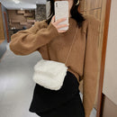 Fashion Shoulder Messenger Bag Solid Color Plush Purse Autumn Ladies Party Totes