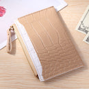 Retro Women PU Alligator Pattern Card Holder Contrast Color Wallet (Khaki)