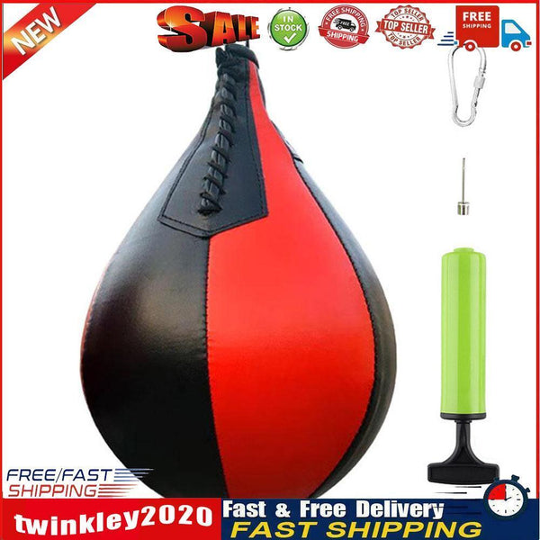 Boxing Speed Ball Training Inflatable Punching Pear-Shaped Bag (Black+Red) Newly