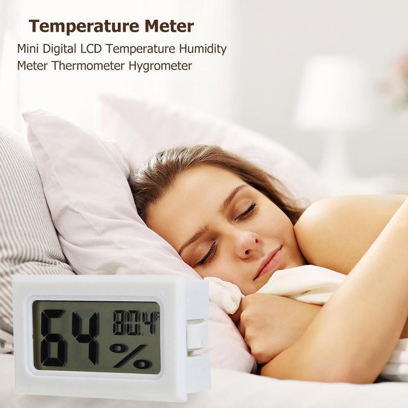 Mini Digital LCD Temperature Humidity Meter Thermometer (White Fahrenheit)