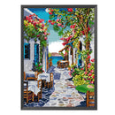 2 Beaches DIY Full Embroidery Flower Street Handmade Printed Cross Stitch Kit