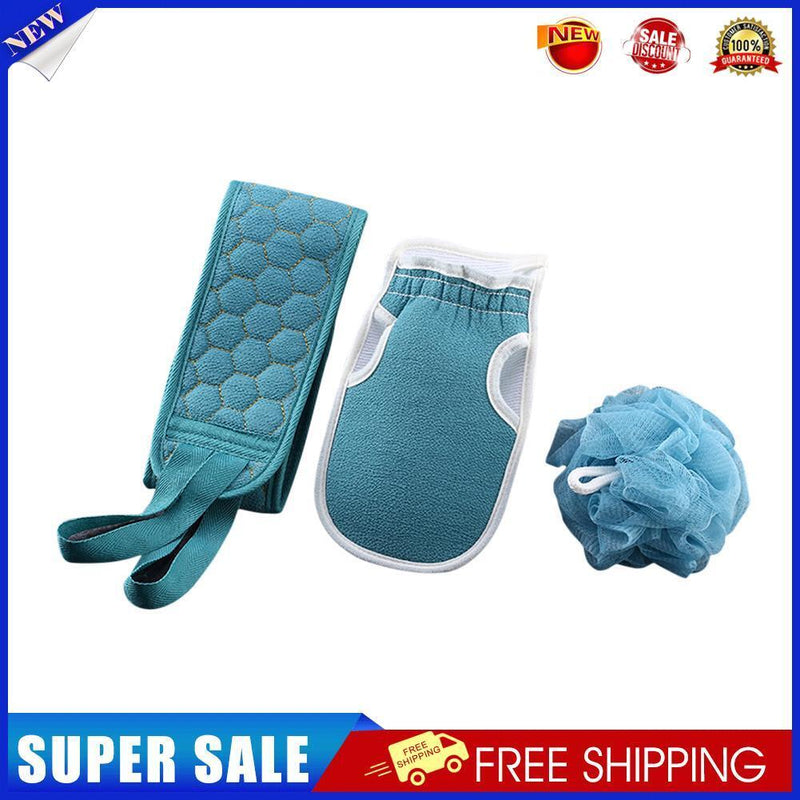 3pcs Body Cleaning Exfoliating Shower Ball Back Scrubber Gloves (Blue)