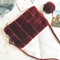 Women Clutch Fur Plush Bag Casual Handbag Winter Crossbody Bag(Wine Red)