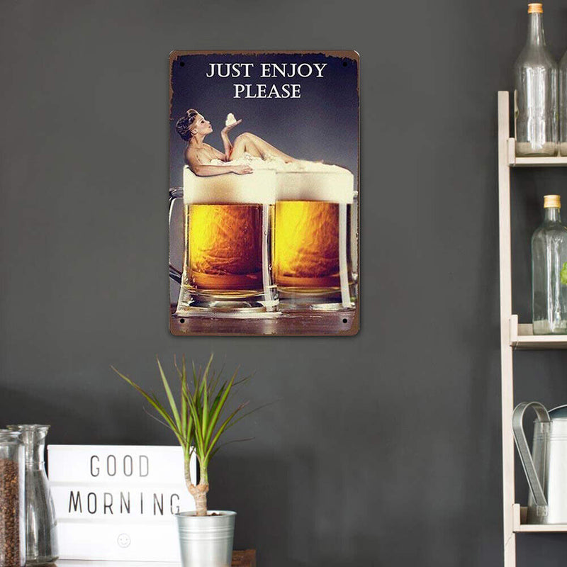 20x30cm Beer Print Rectangular Metal Waterproof Tin Drawing Flat Style