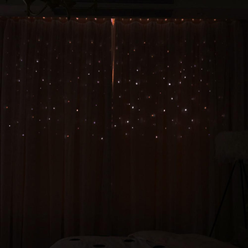1pc Hollowed Star Shading Window Curtain Drapes Purdah for Home(Ivory)